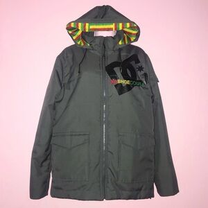dc red yellow green ski jacket